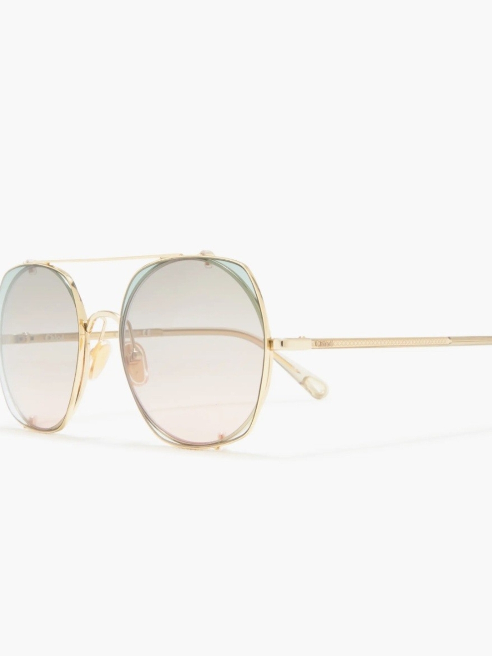 Chloe Gold Frame Sunglasses with Pink-Blue Gradient Lenses